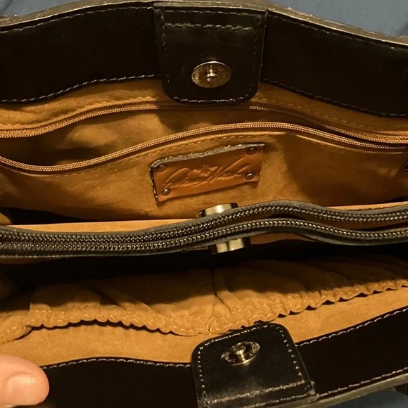 ☑️PATRICIA NASH BURNISHED ALL LEATHER ADELINE TOTE  BAG black - Picture 11 of 11